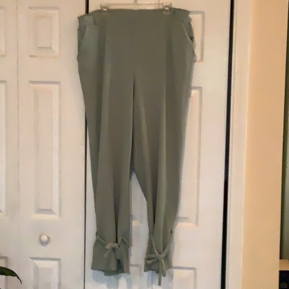 Tie-Hem Sage Green Pants size 3X